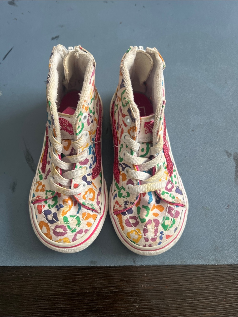 Vans Kids High-Top Sneakers in White with Multicolor Floral Spots